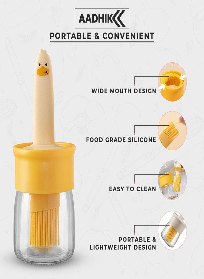 AADHIK Oil Dispenser Bottle with Silicone Brush 200ML - Leakproof Transparent Jar for Cooking, Baking, BBQ | Versatile Oil Container with Brush for Oil (Yellow) - Image 3